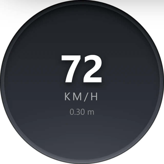 The example Speed widget in a round recess, showing a speed pushed from its resource