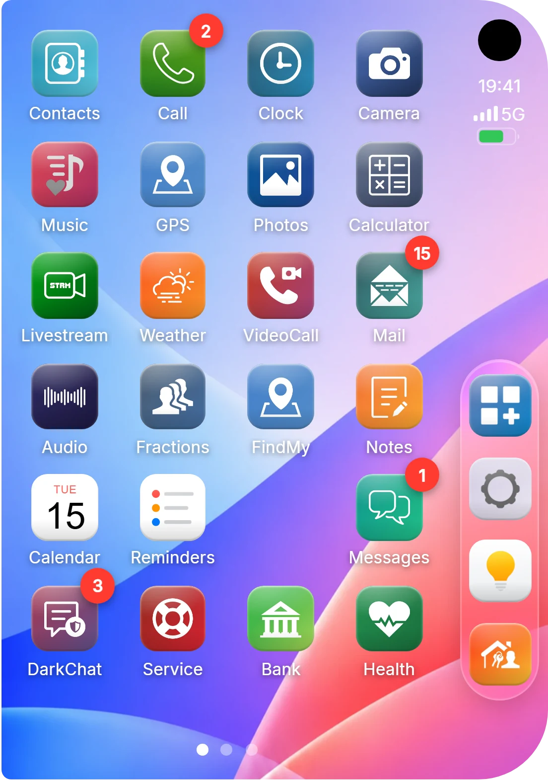 RoadPhone Fold closed: the home screen on its cover display