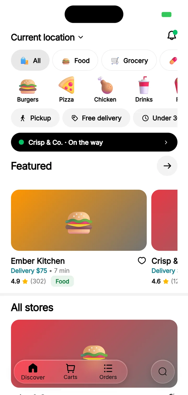 RoadOS 2.7 eats app