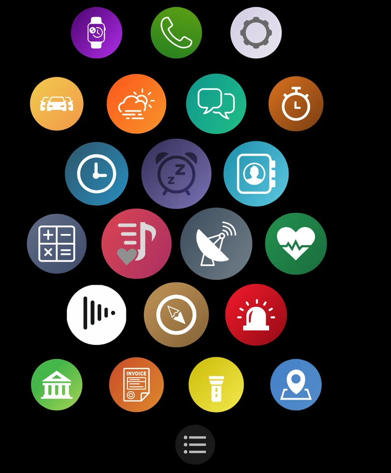 RoadWatch home screen, its app icons laid out in a honeycomb